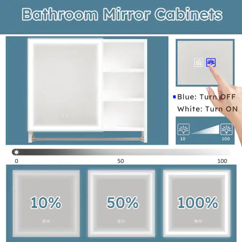 Modern 32x28 Inch Bathroom Cabinet With Mirror And LED Lights